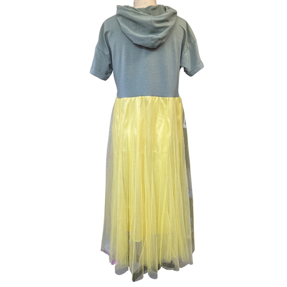 Upcycled by Me:  Good Vibes Hoodie Dress with Yellow Tulle Maxi Skirt - Picture 2 of 5